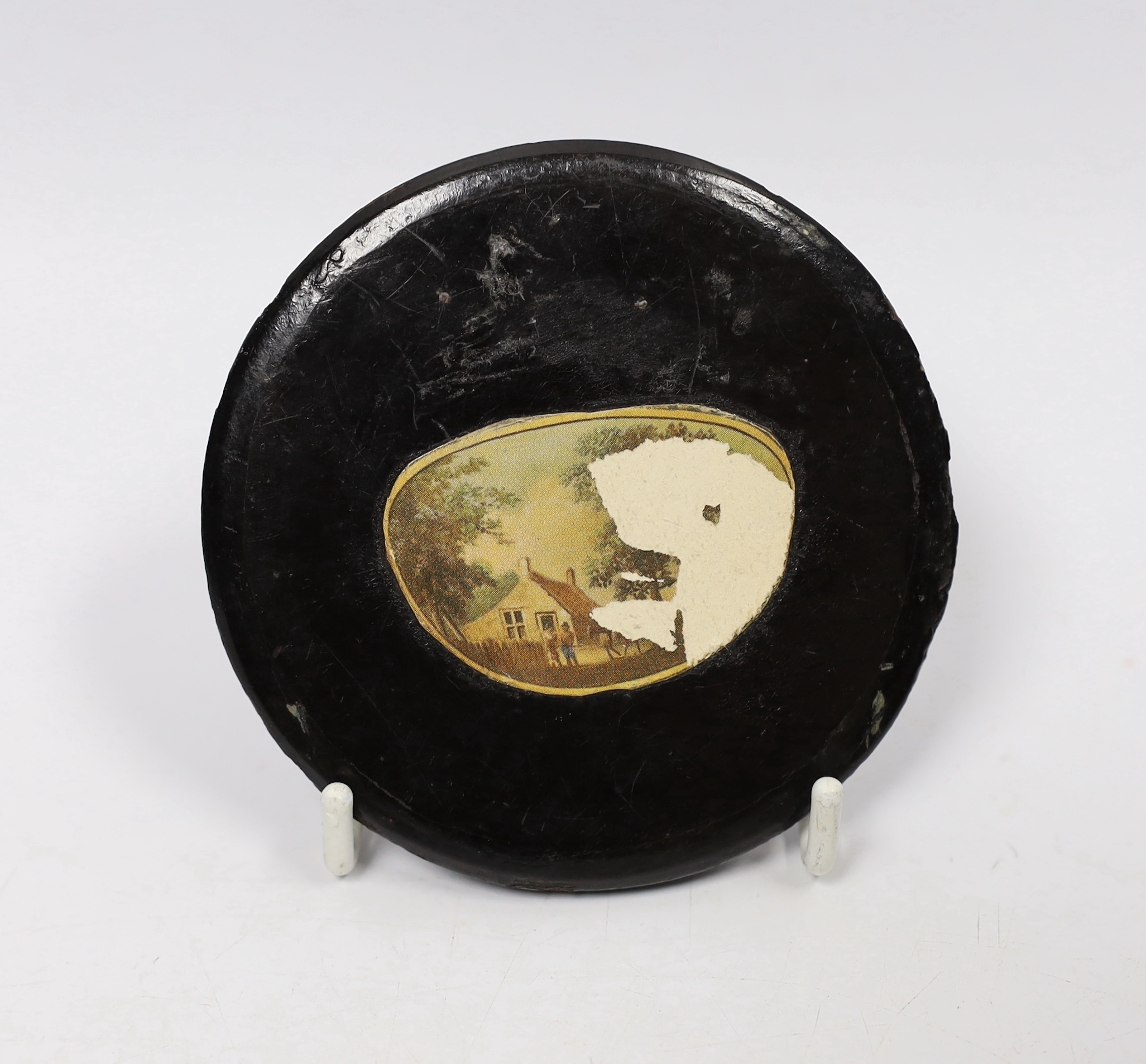 A 19th century miniature portrait of a nude lady (snuff box lid)